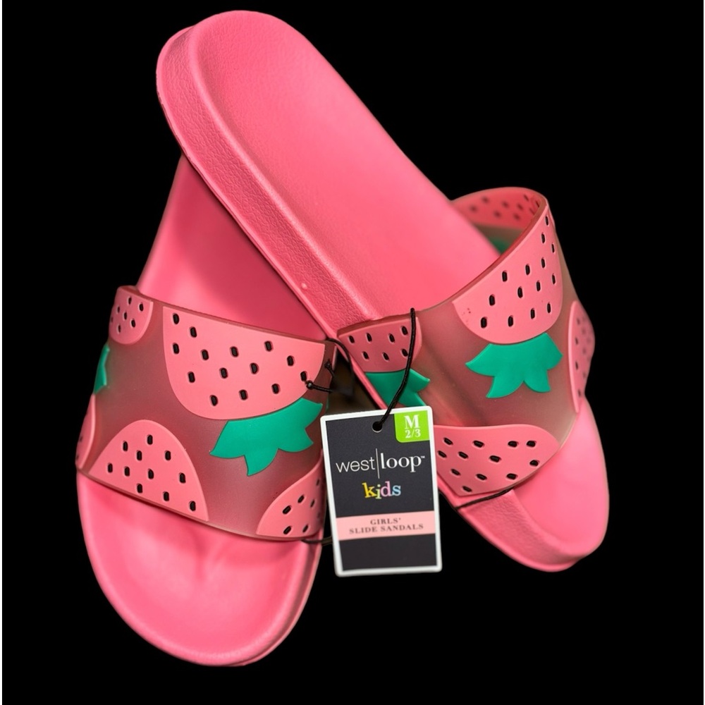 Adorable 🍓Pink Strawberry 🍓 Girls Beach Slides Sandals Flip Flops